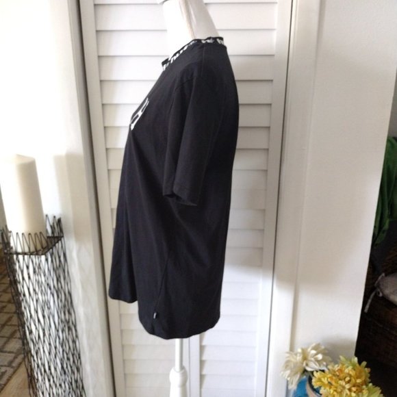 Huf black T-shirt with H on front and logo around neckline Sz L - Picture 3 of 7